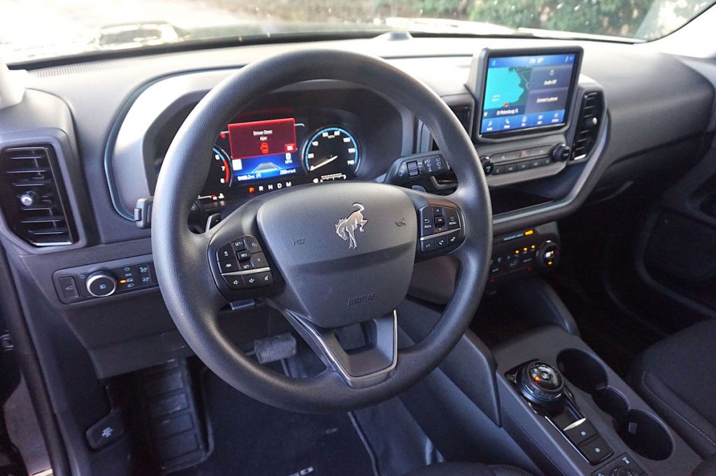 2021 Ford Bronco Sport steering wheel and dashboard