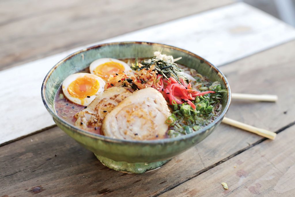 Tonkotusu Ramen, one of the menu staples at Kaminari Ramen