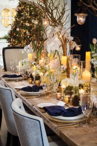 Table setting at Meghan Leckey's Christmas party, photo by Jerry Rabinowitz