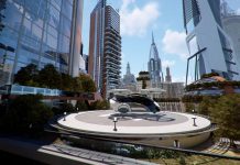 Cities of the Future showcases a flying car landing pad. Photo courtesy of MacGillivray Freeman Films
