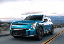 The Kia EV9 SUV offers up to 304 miles of range with the available 99.8kWh battery pack.